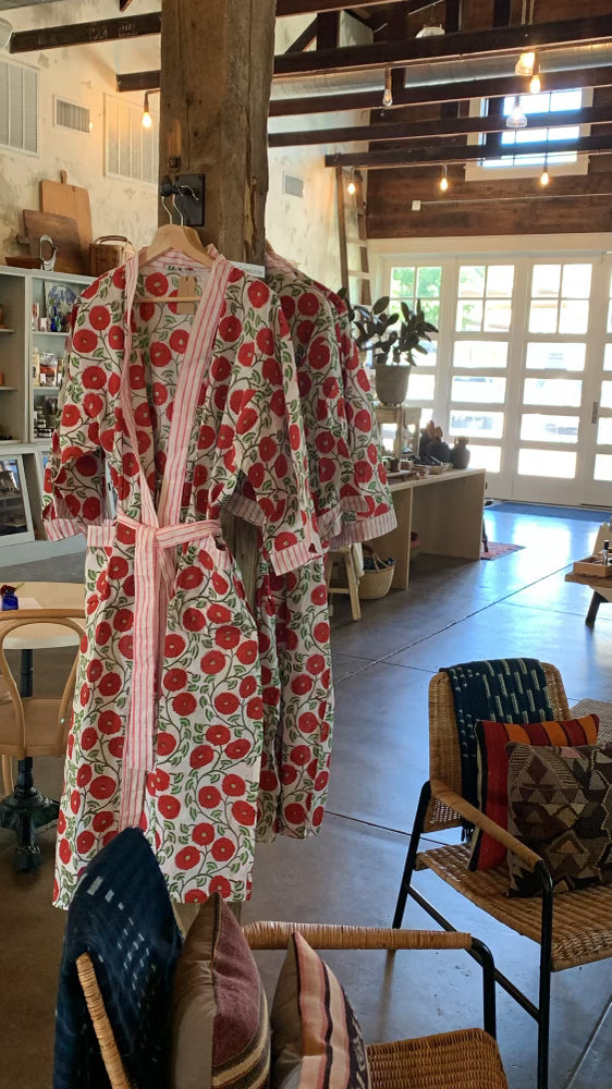 Red Poppy Cotton Robe