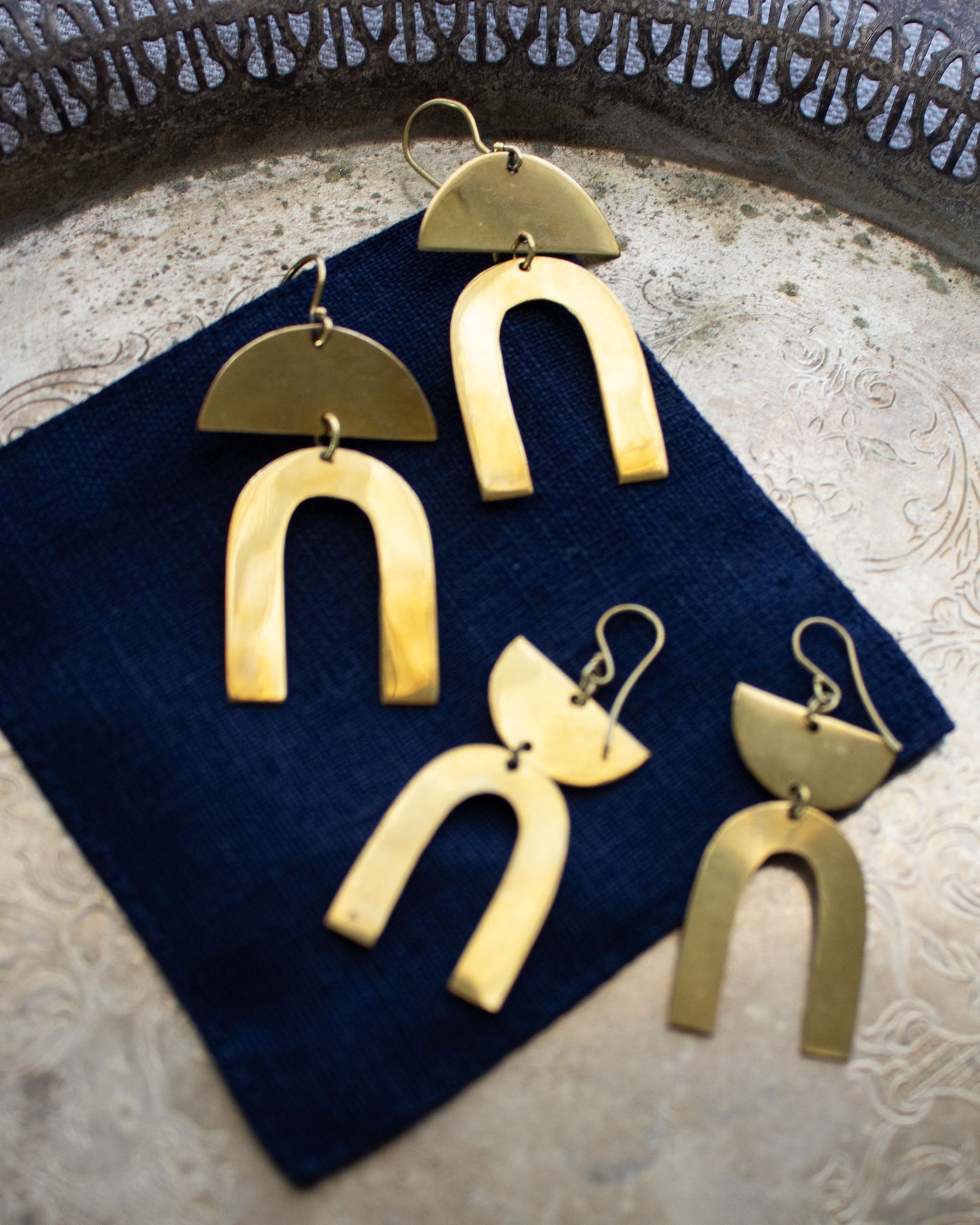 Abstract Brass Earrings - Medium