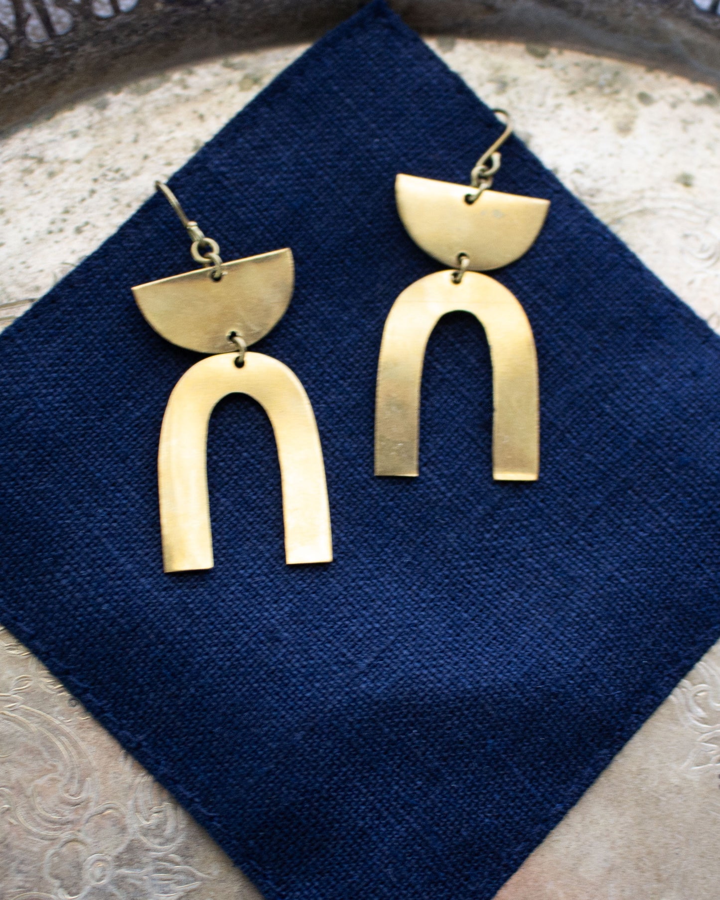 Abstract Brass Earrings - Medium