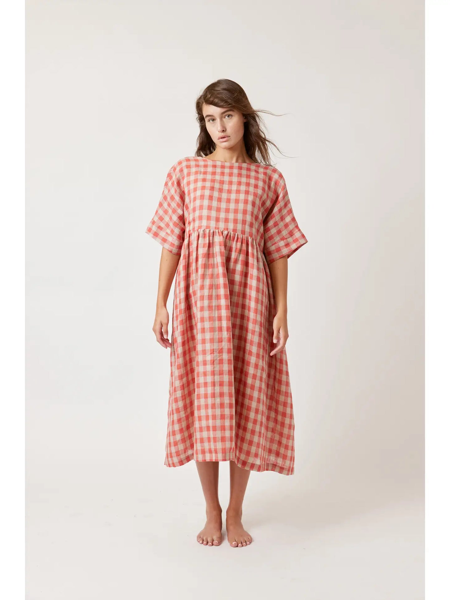 Checkered Linen Dress