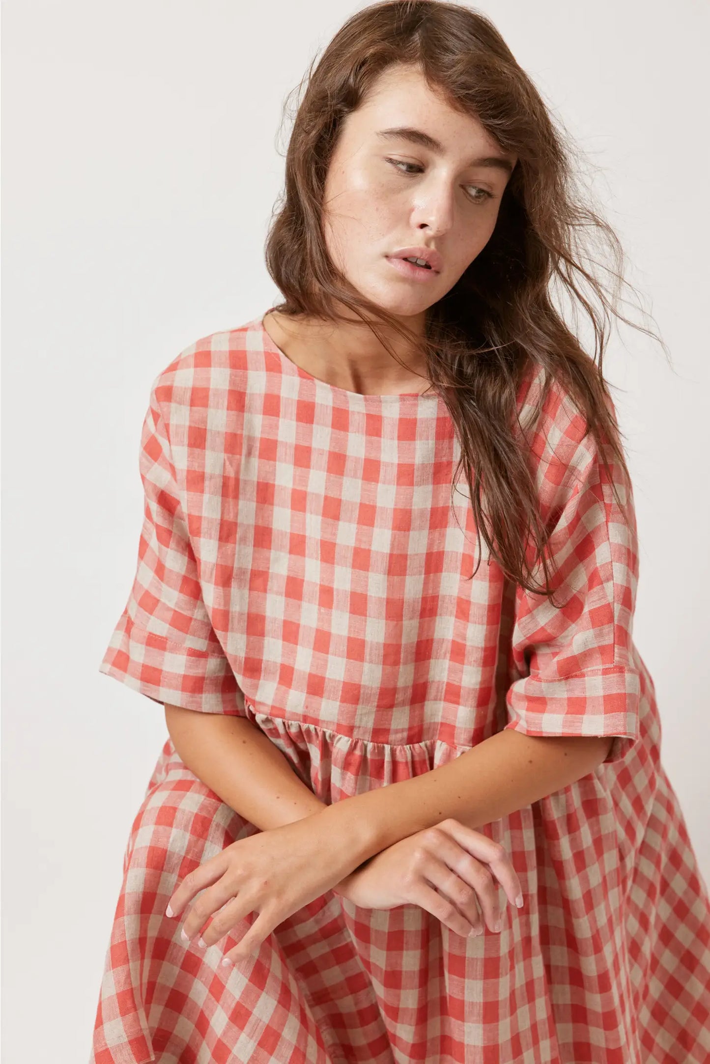 Checkered Linen Dress