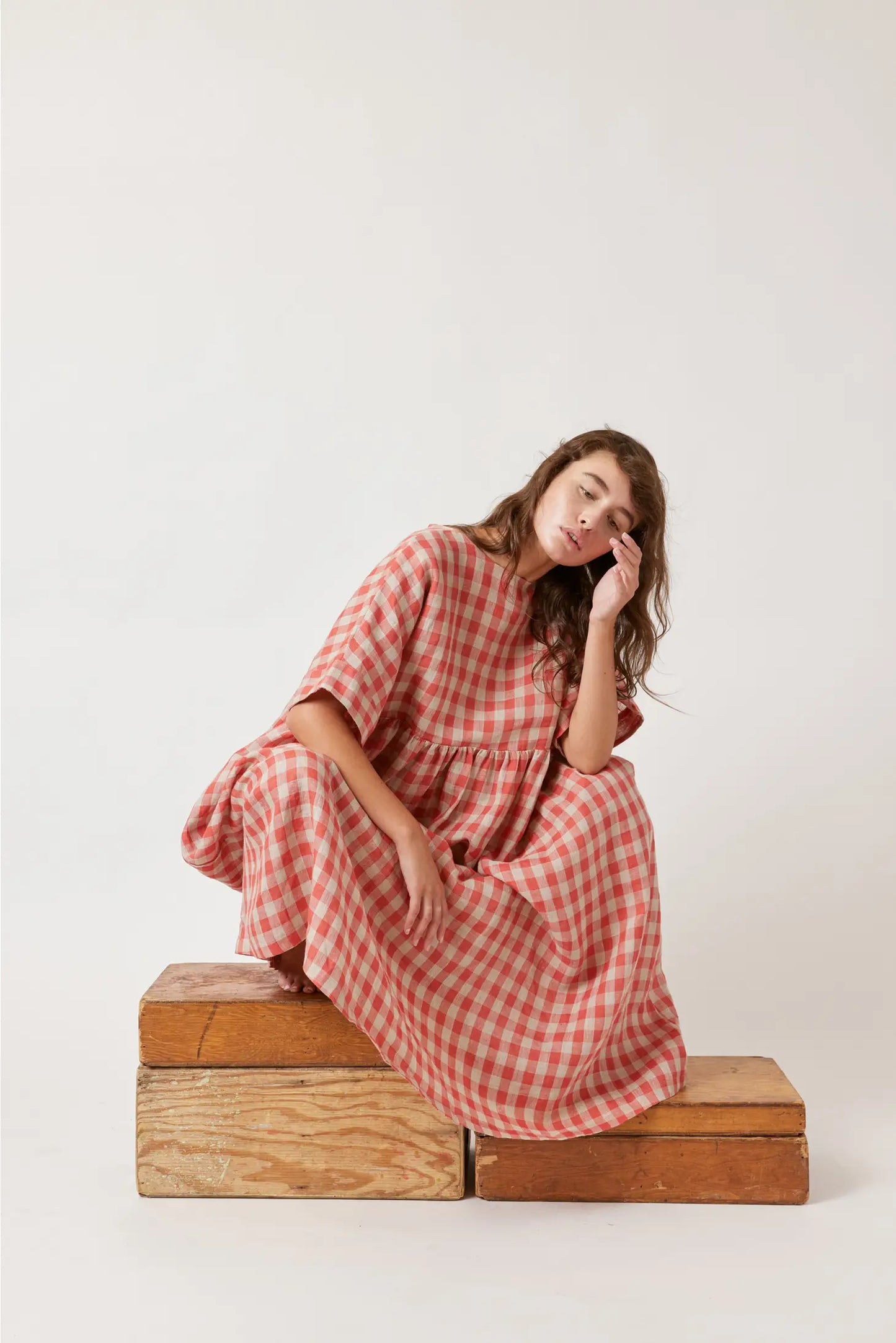 Checkered Linen Dress