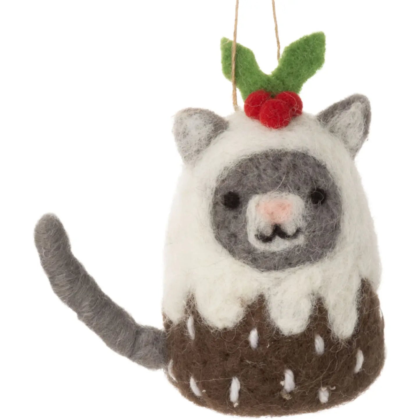 Felt Pudding Kitty Ornament