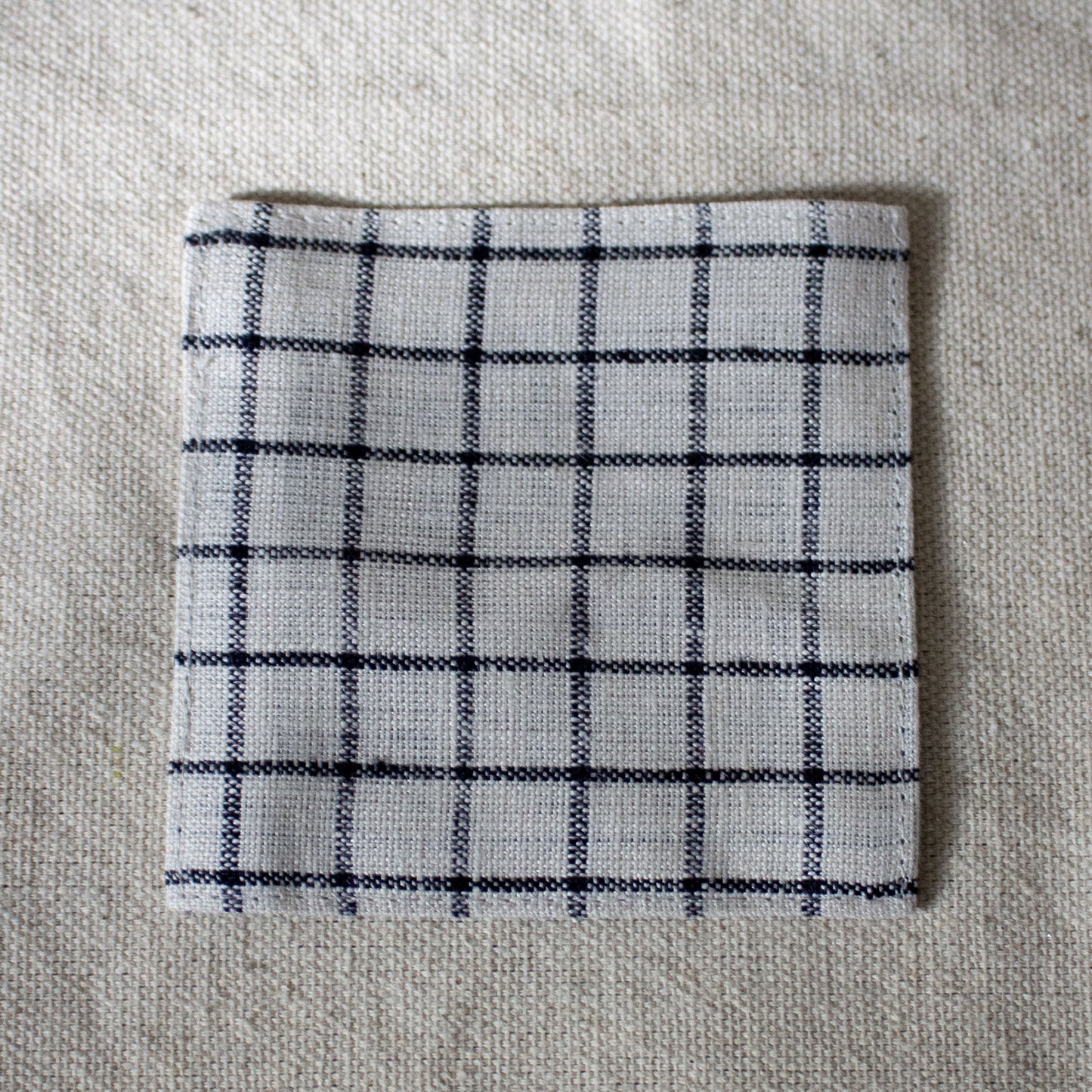Fog Linen Work, Linen Coaster - Cream Windowpane