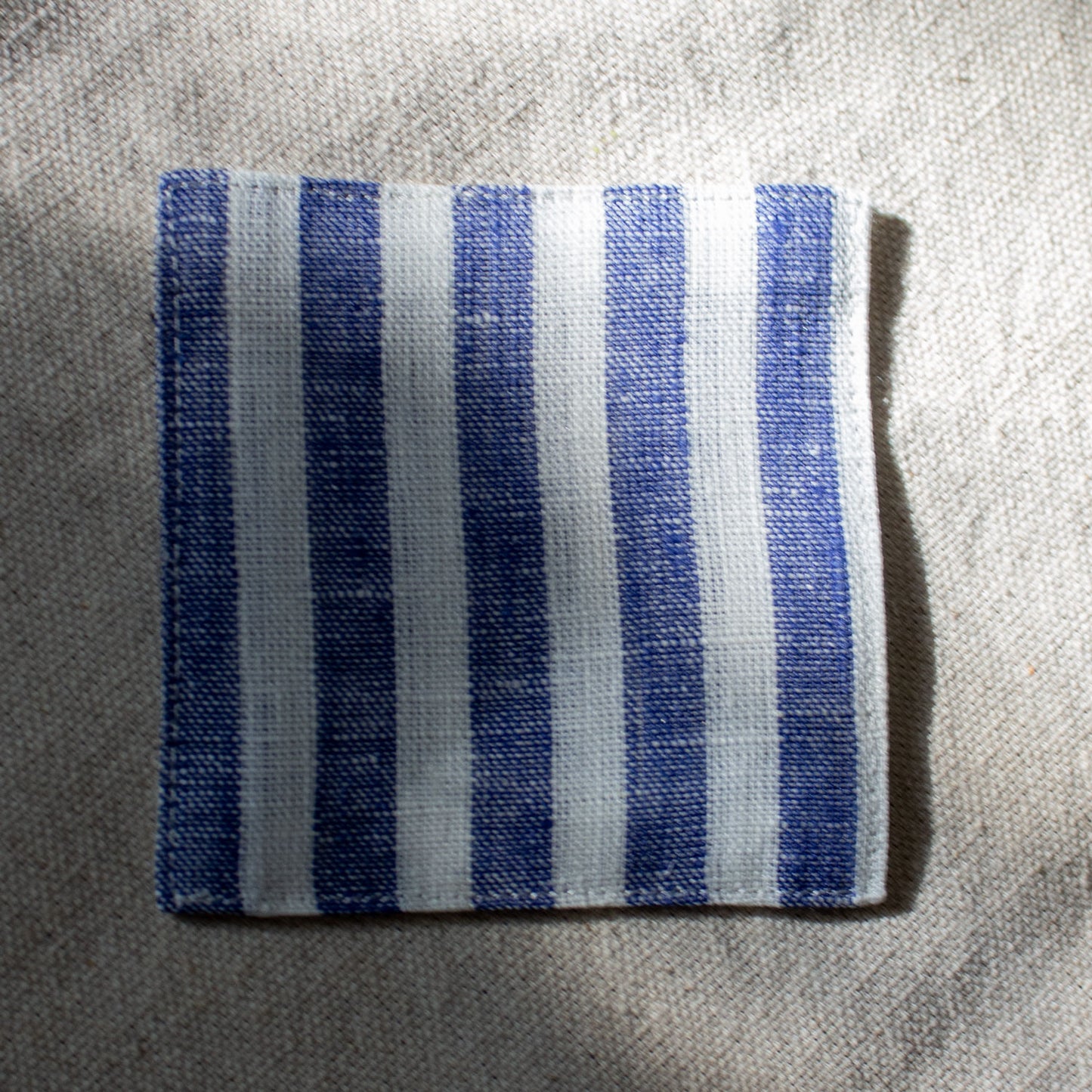 Fog Linen Work, Linen Coaster - Blue Stripe