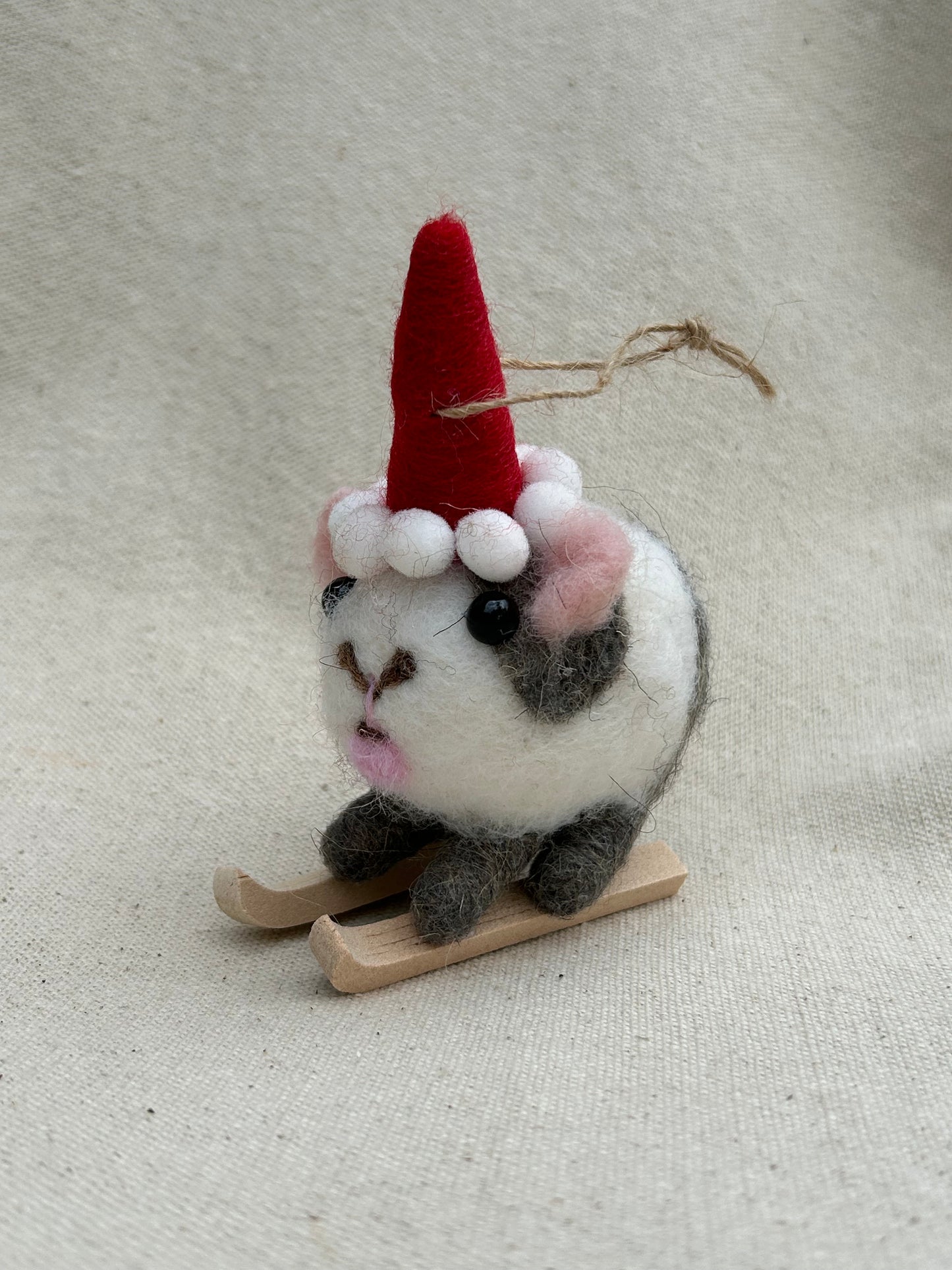 Felt Skiing Gerbil Ornament
