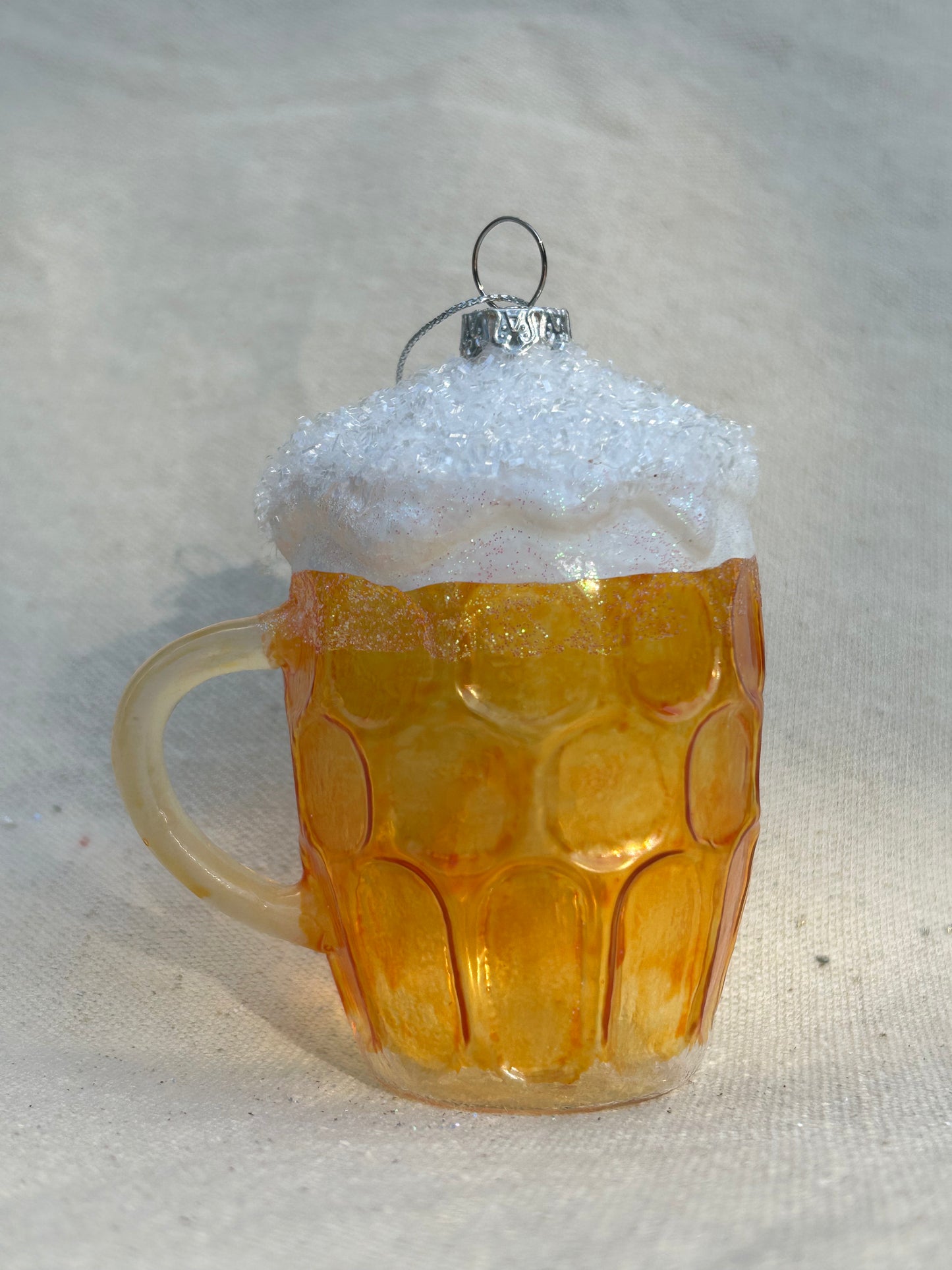Glass Frosted Beer Ornament
