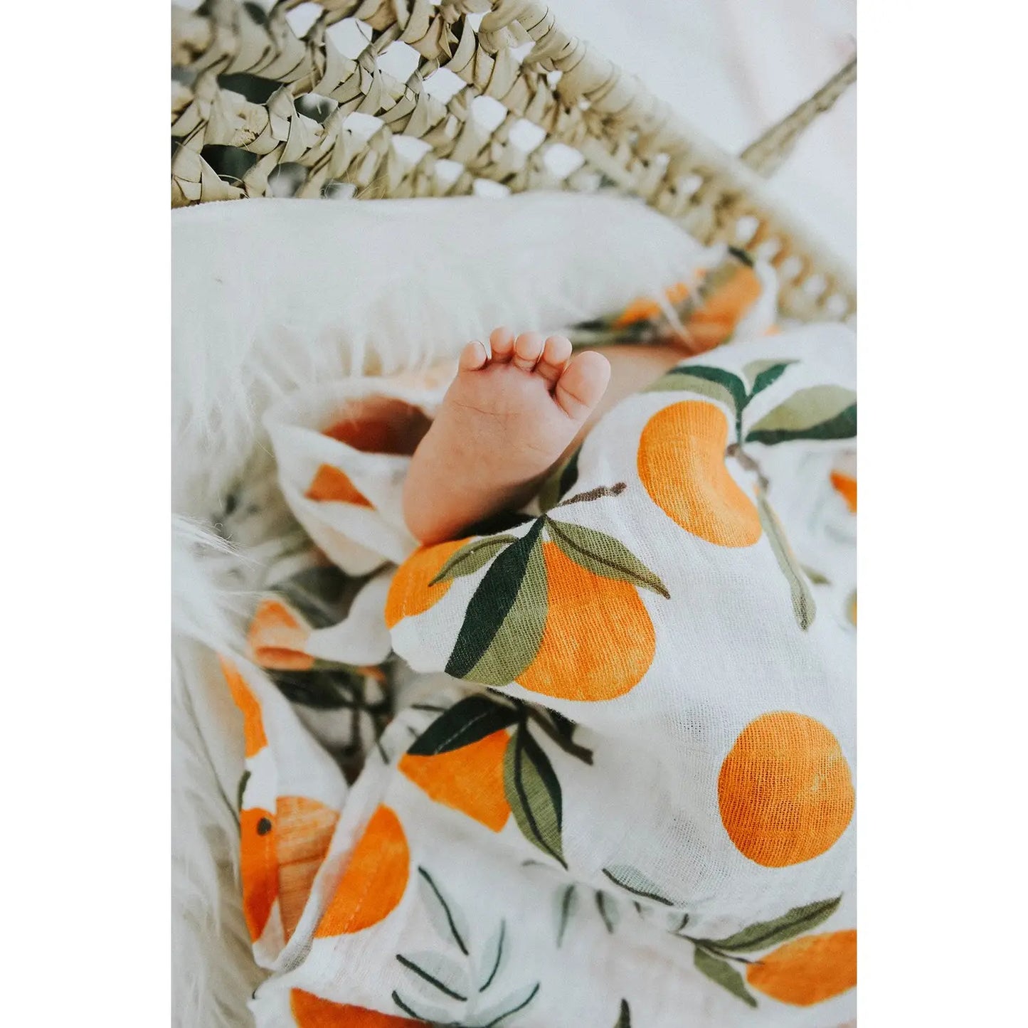 White Clementine Swaddle Blanket
