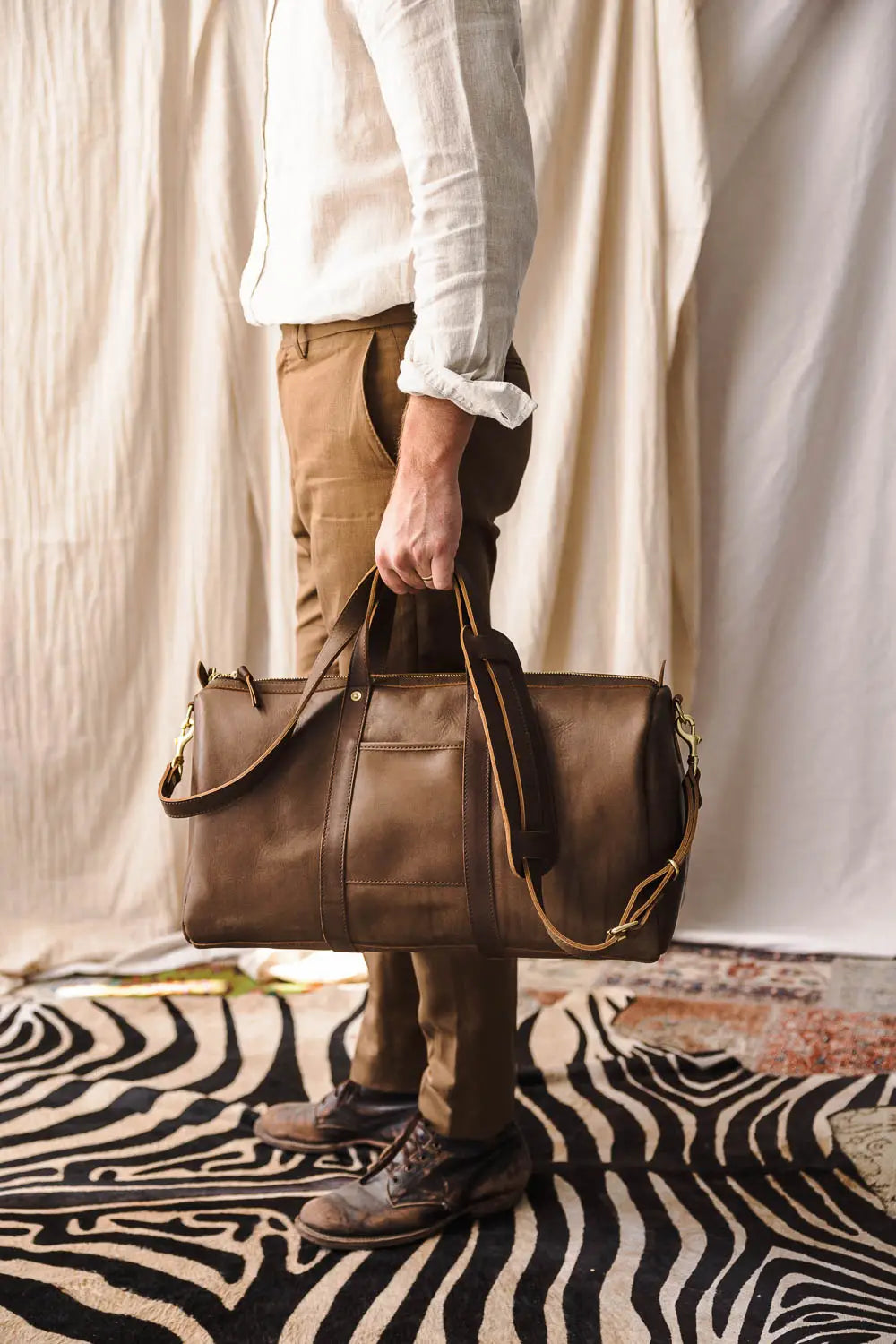 Leather Duffle Bag - Chocolate