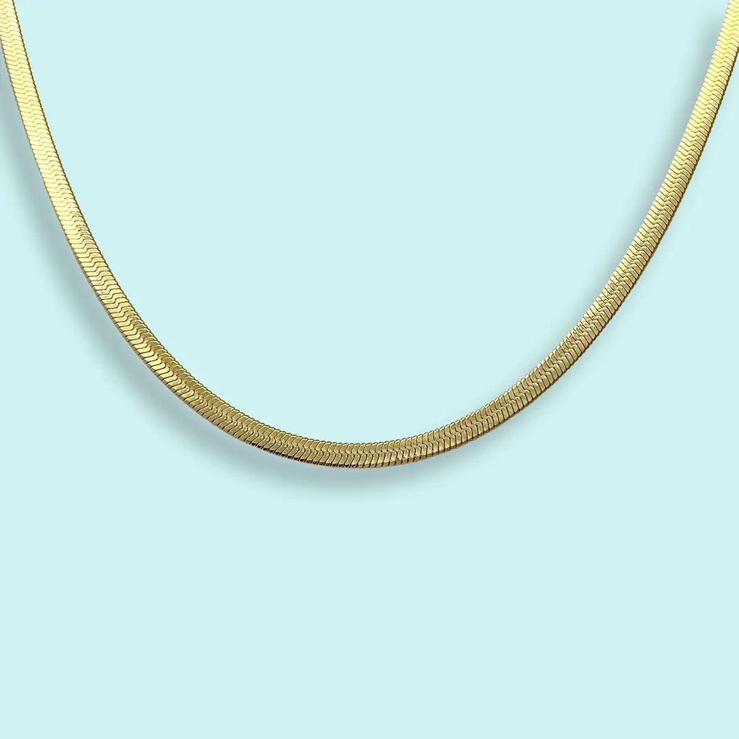 Gold Herringbone Chain Necklace