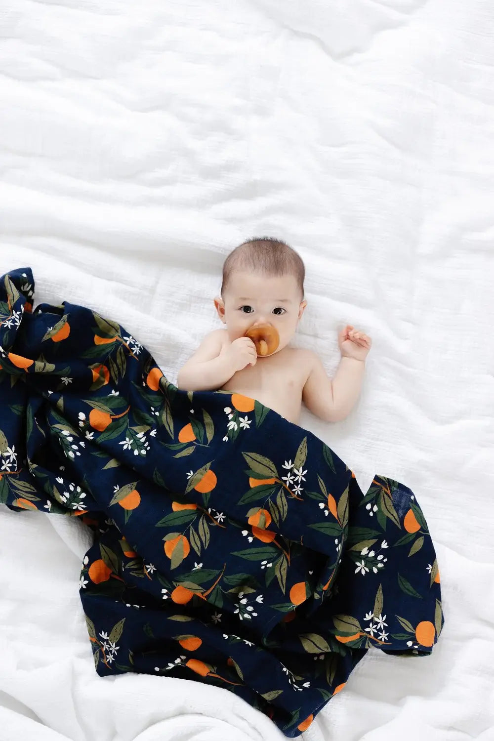 Navy Clementine Swaddle Blanket