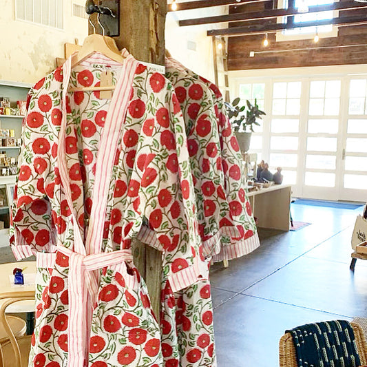 Red Poppy Cotton Robe