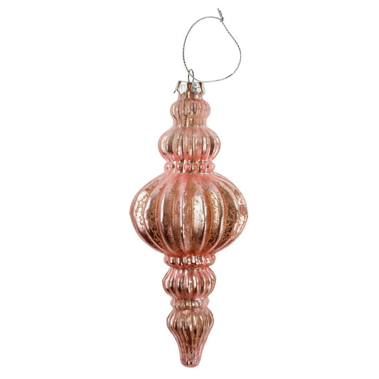 Belle Spindle Glass Ornament - Pink