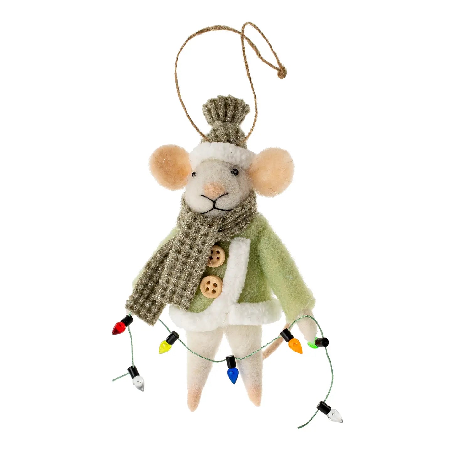 Felt Mouse with Lights Ornament