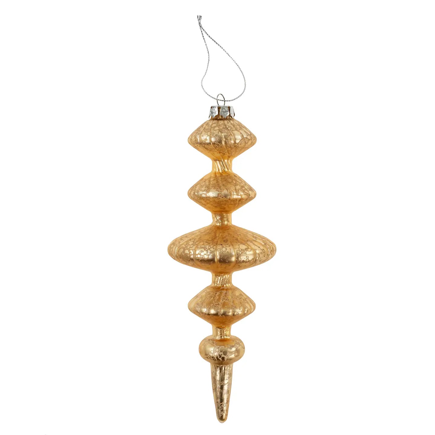 Gracie Spindle Glass Ornament - Gold