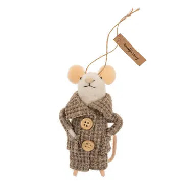 Felt Mouse in Coat Ornament