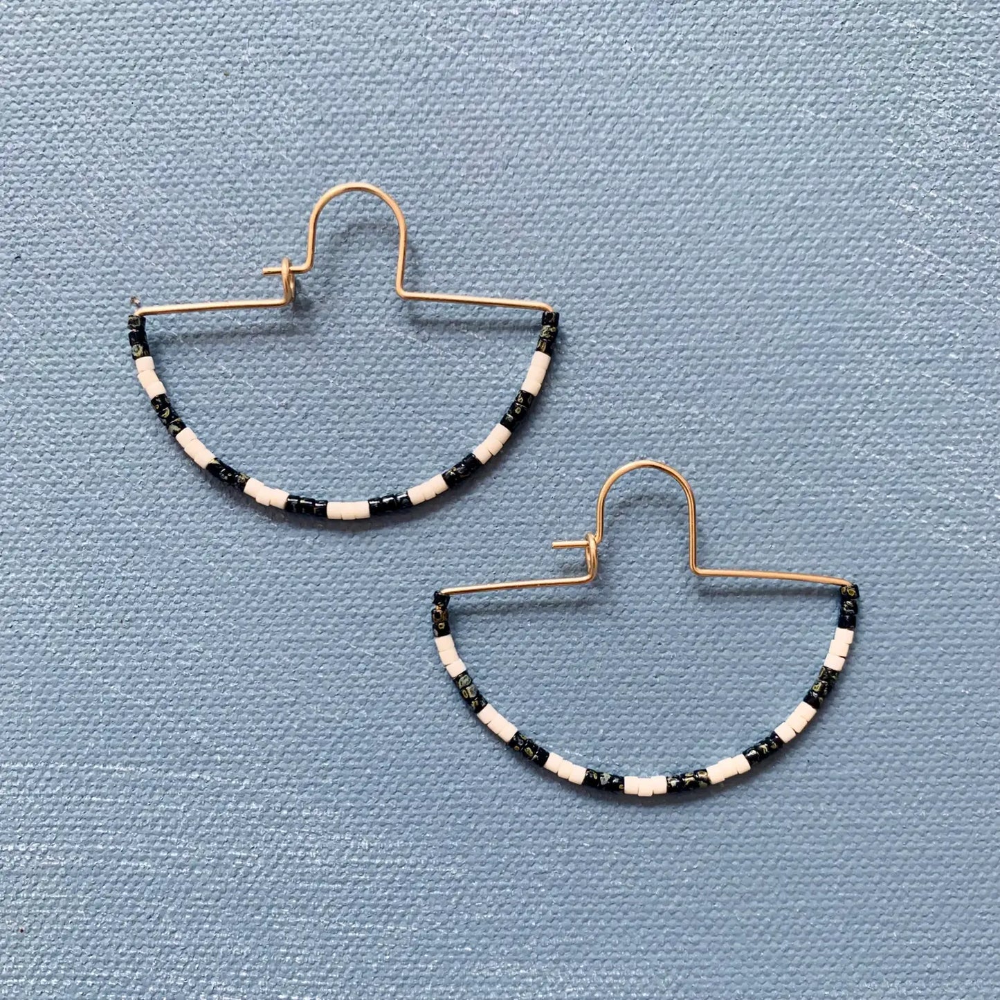 Half Slice Beaded Hoop Earrings