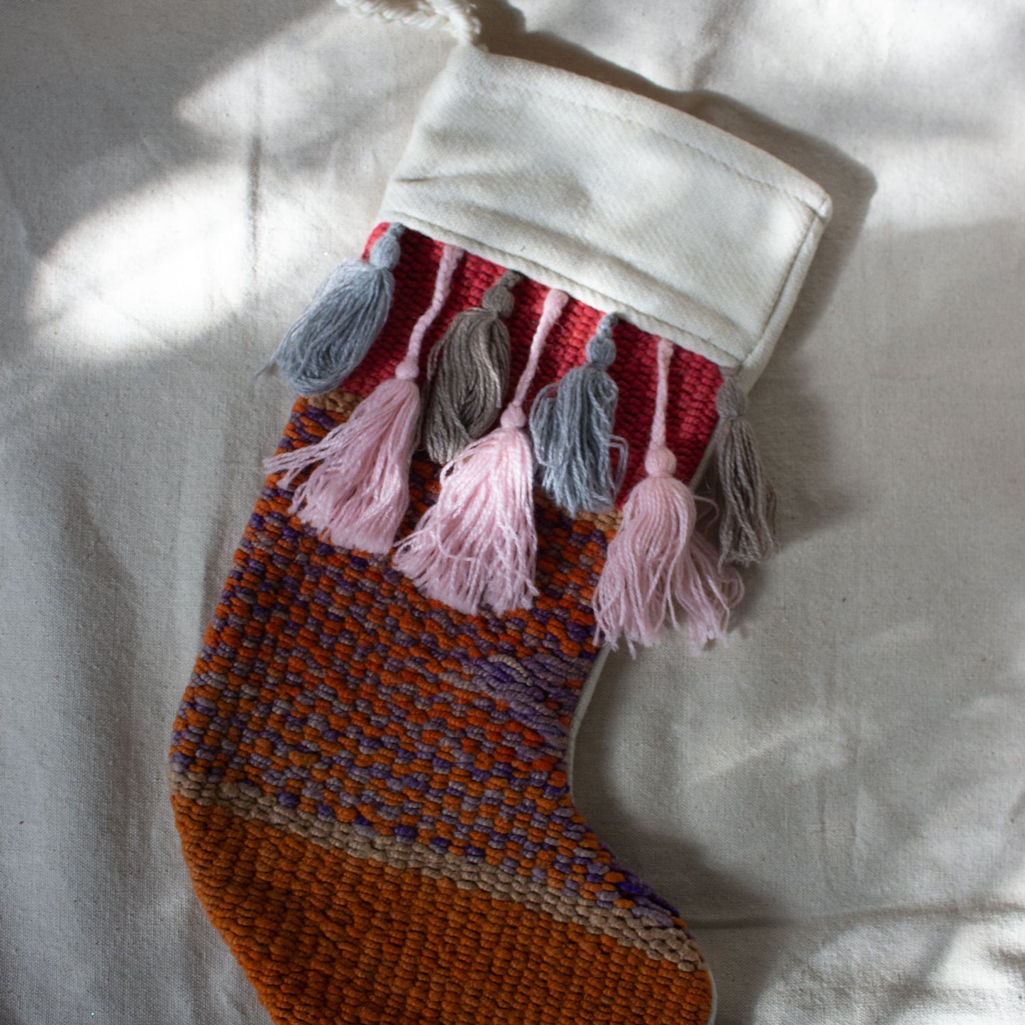 Heirloom Holiday Stocking Pink & Blue