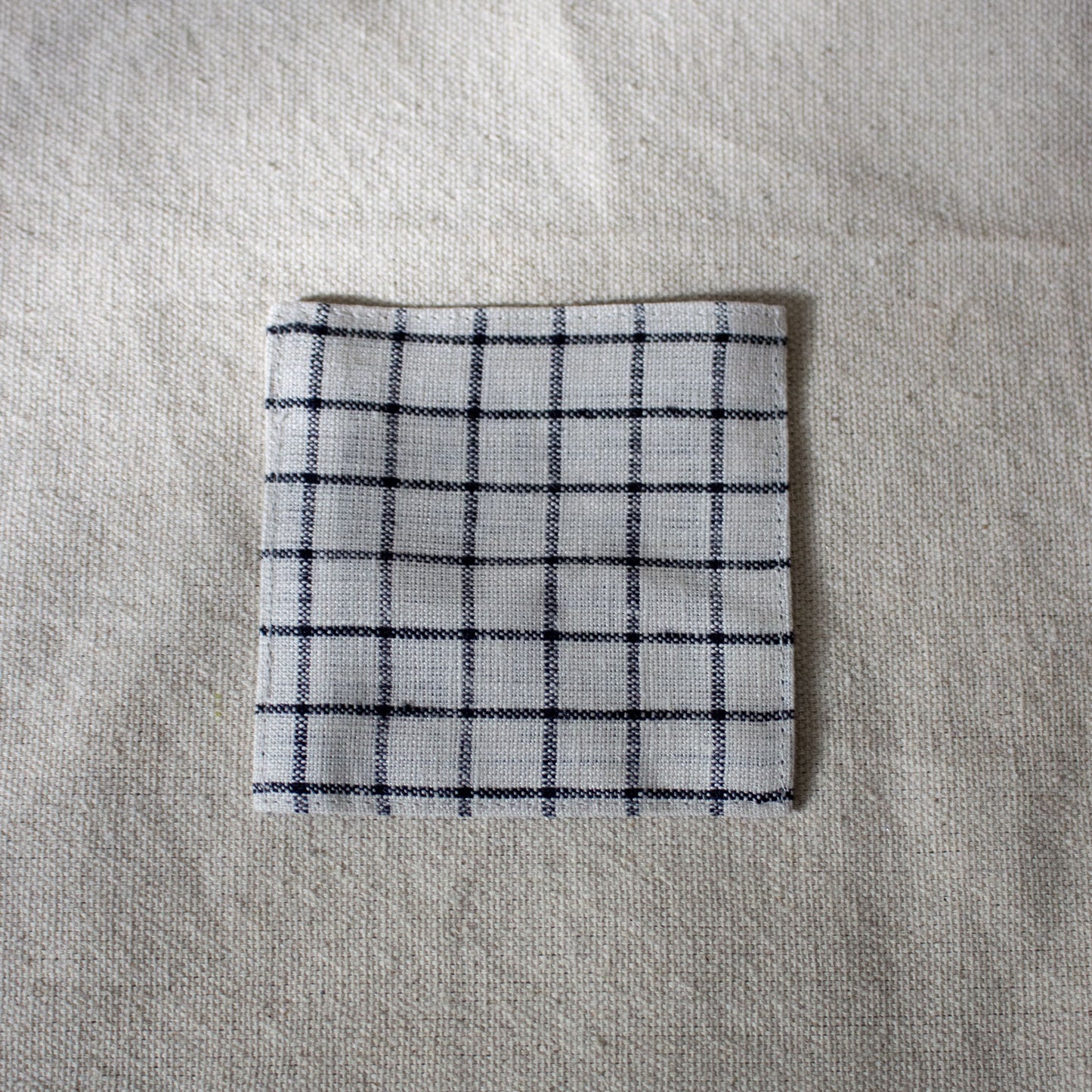 Fog Linen Work, Linen Coaster - Cream Windowpane