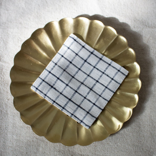 Fog Linen Work, Linen Coaster - Cream Windowpane