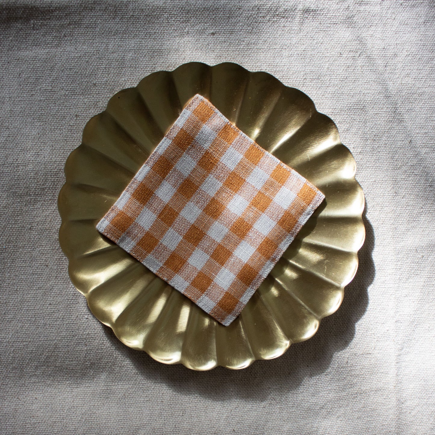 Fog Linen Work, Linen Coaster - Amber Check