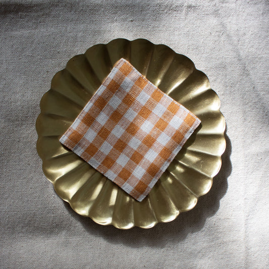 Fog Linen Work, Linen Coaster - Amber Check