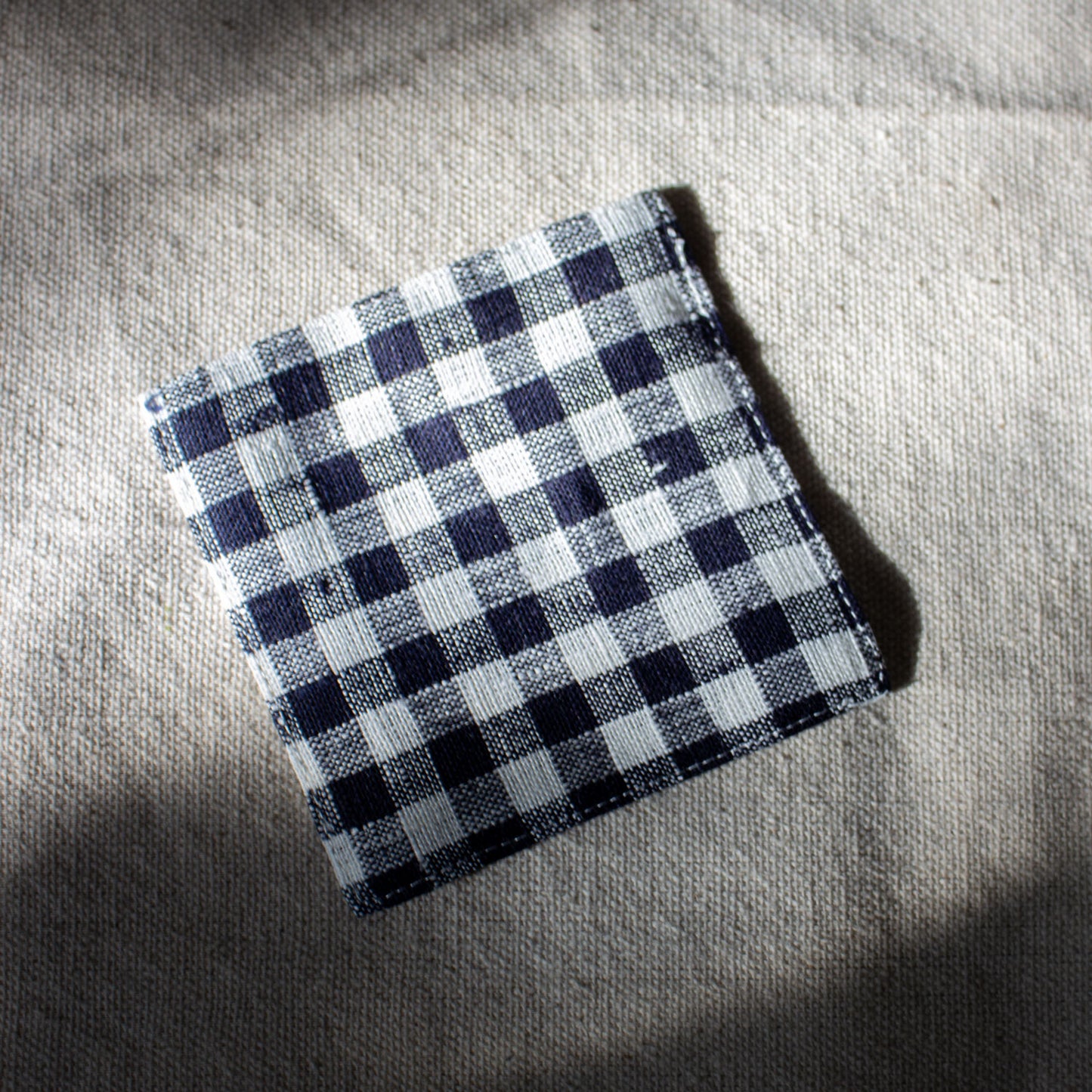 Fog Linen Work, Linen Coaster - Navy Check