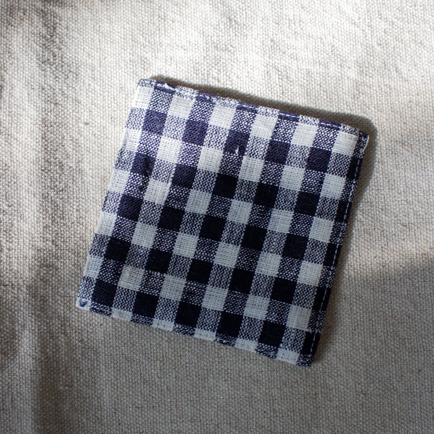 Fog Linen Work, Linen Coaster - Navy Check