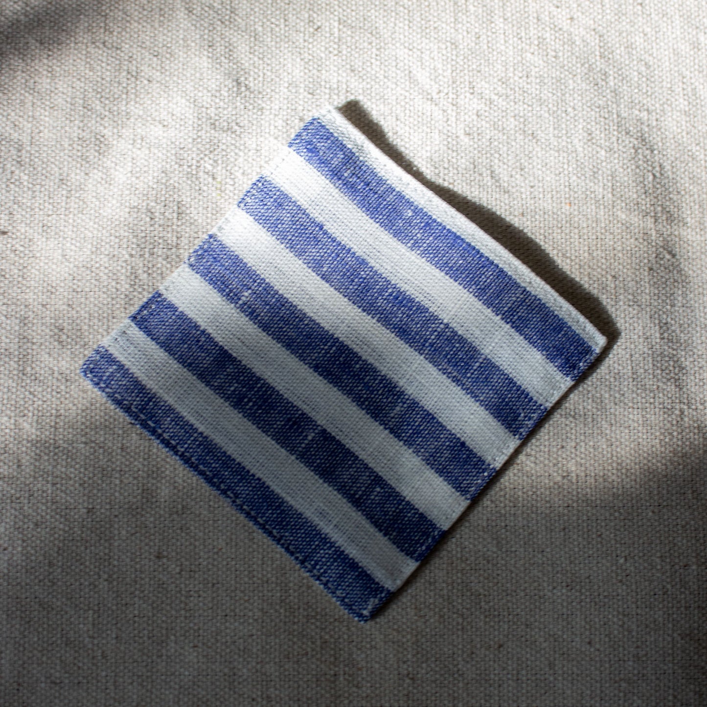 Fog Linen Work, Linen Coaster - Blue Stripe