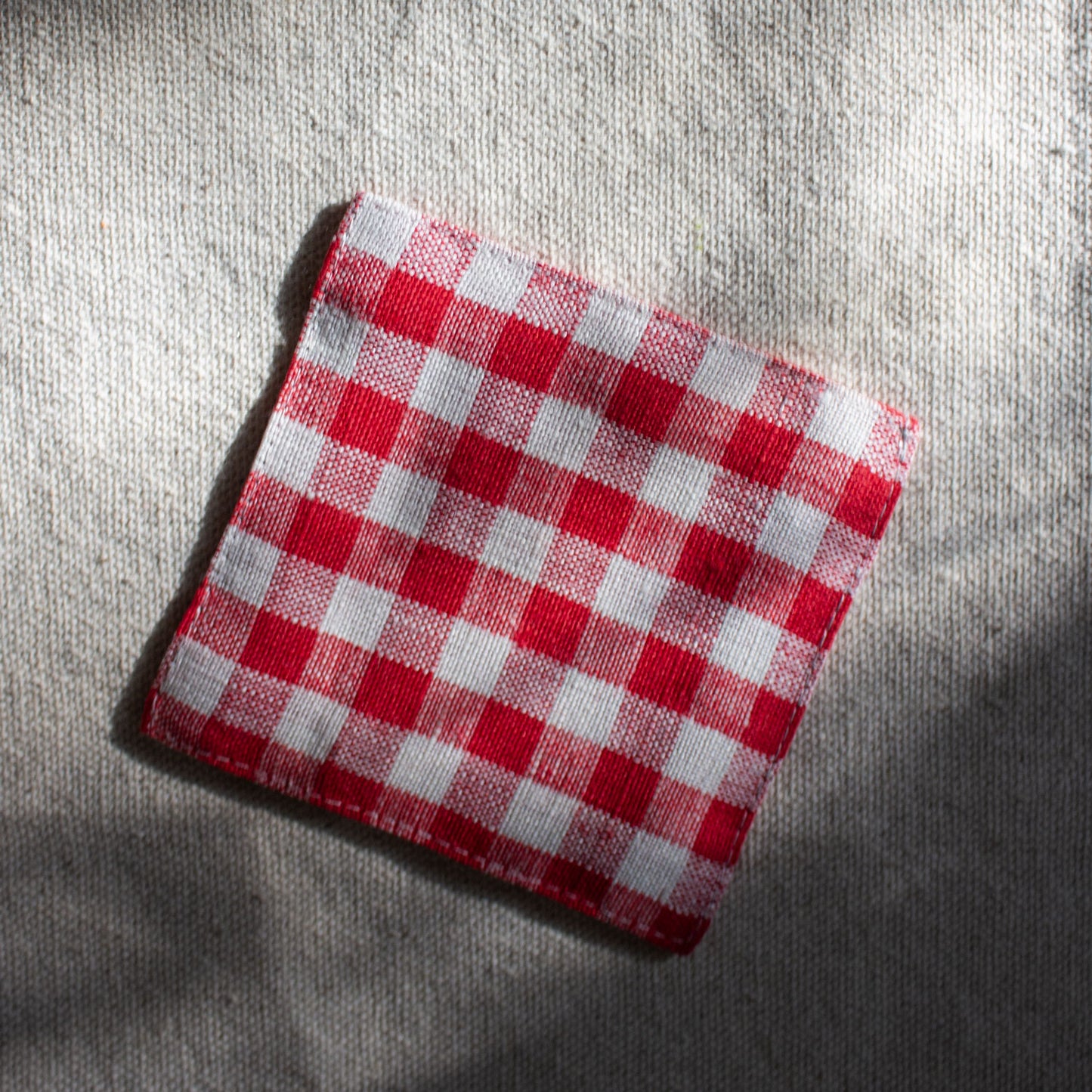 Fog Linen Work, Linen Coaster - Red Check