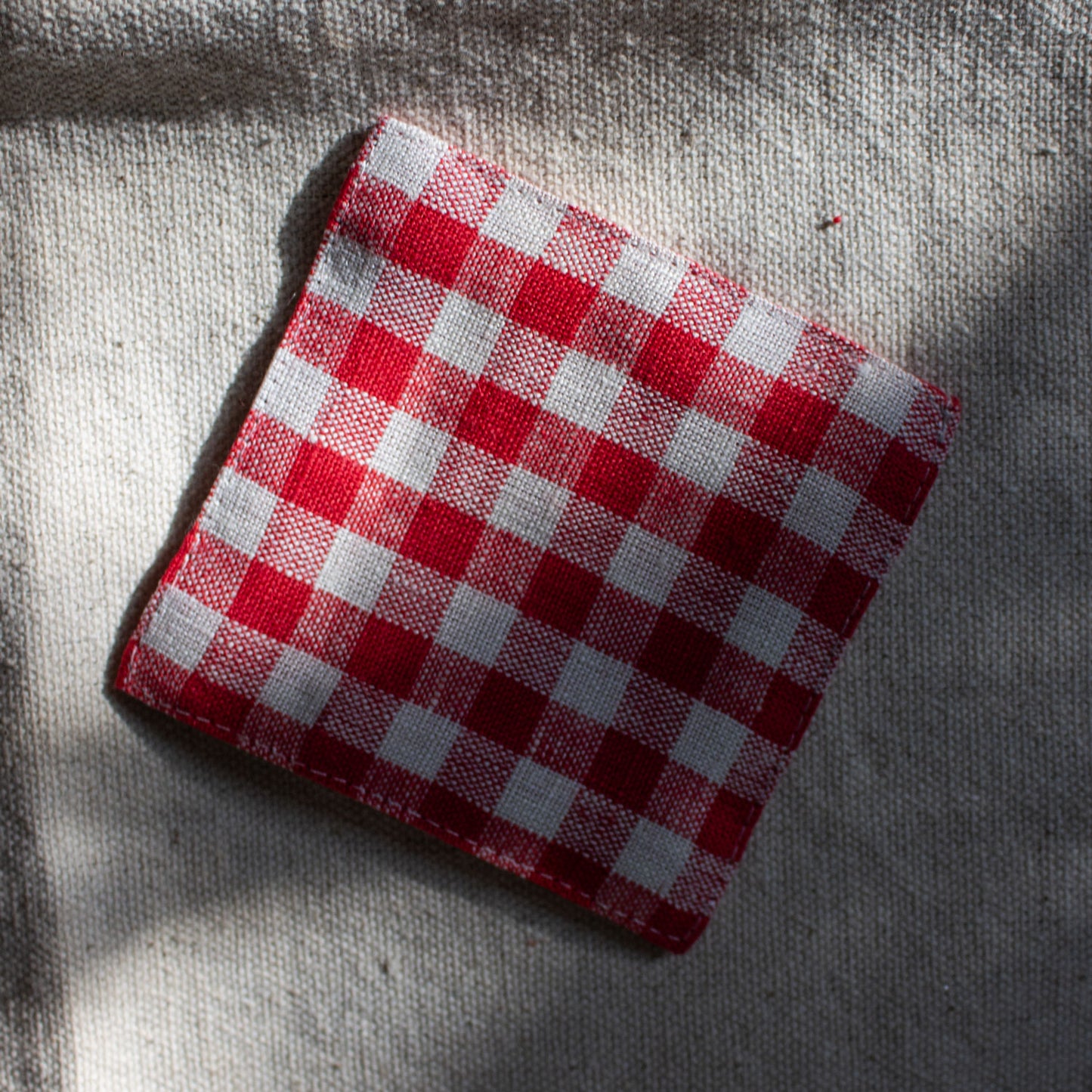 Fog Linen Work, Linen Coaster - Red Check