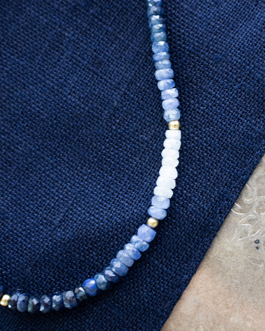 Ombre Sapphire Moon Cycle Necklace