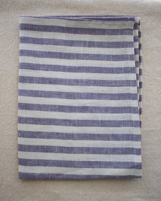 Fog Linen Work, Linen Kitchen Tea Towel  - Wisteria Beige Stripe