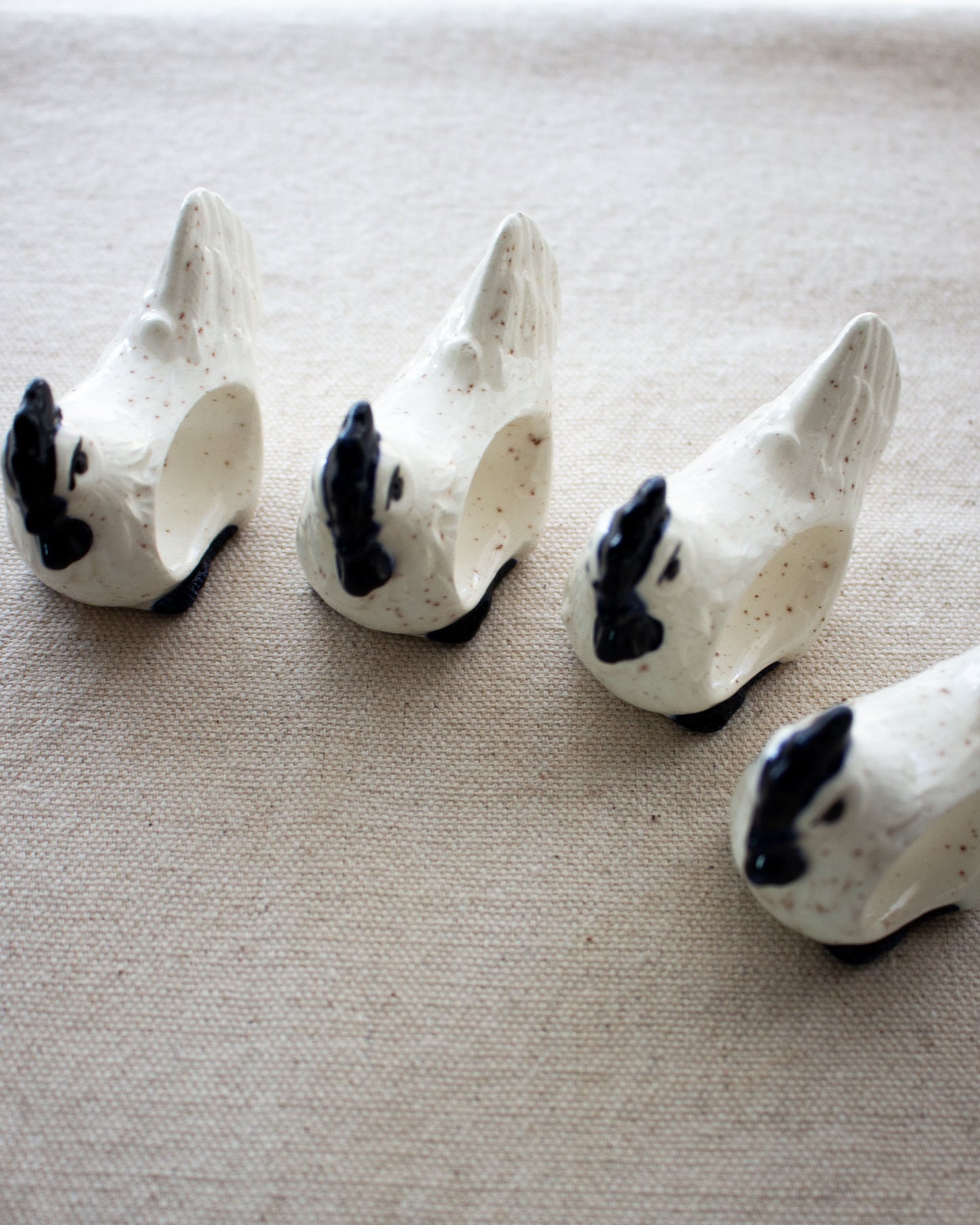 Vintage Ceramic Chicken Napkin Ring - Set of 4