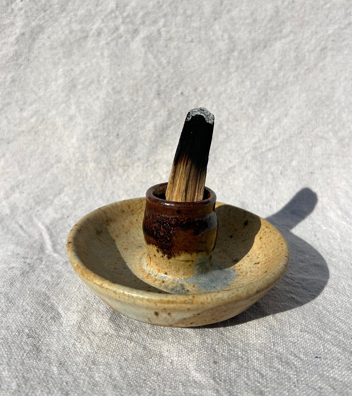 Brown Ceramic Candlestick Holder