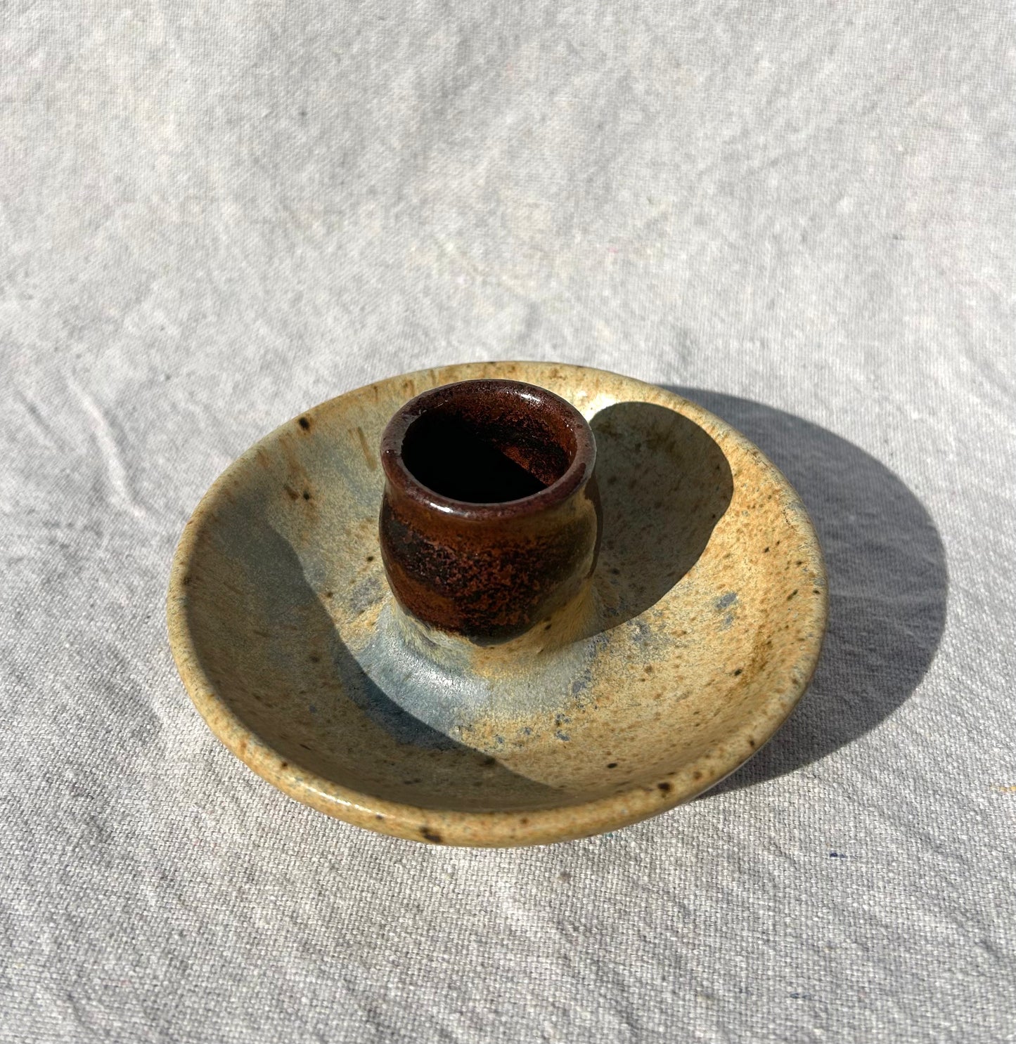 Brown Ceramic Candlestick Holder