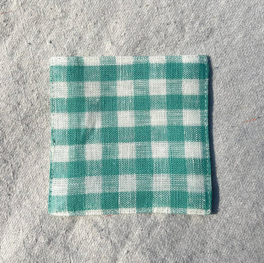 Fog Linen Work, Linen Coaster - Seafoam Check