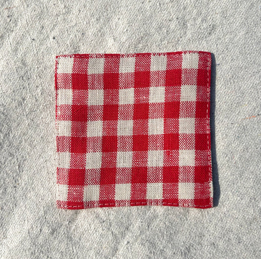 Fog Linen Work, Linen Coaster - Red Check