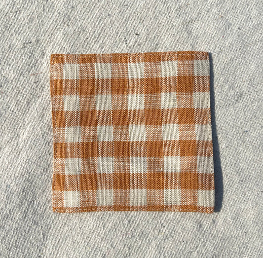 Fog Linen Work, Linen Coaster - Amber Check