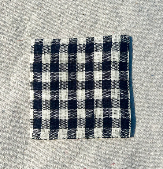 Fog Linen Work, Linen Coaster - Navy Check