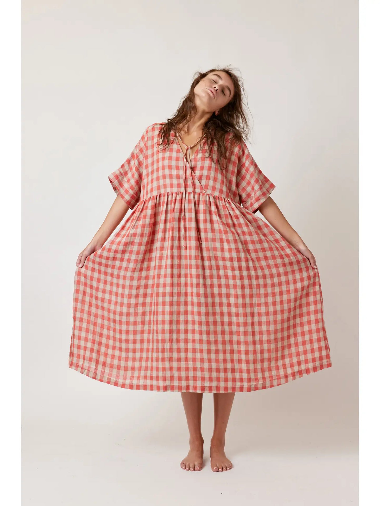 Checkered Linen Dress