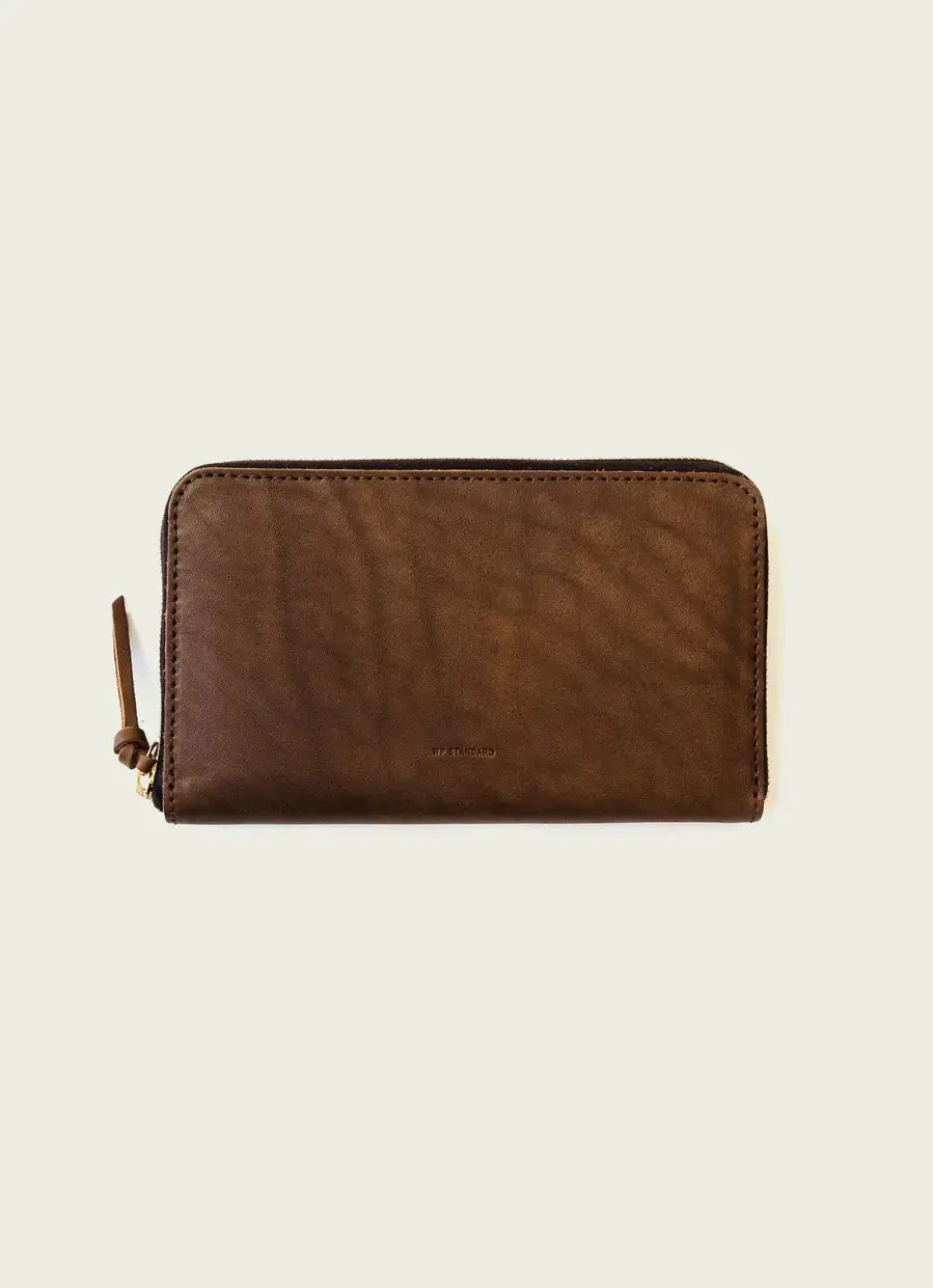 Leather Zip Wallet - Chocolate