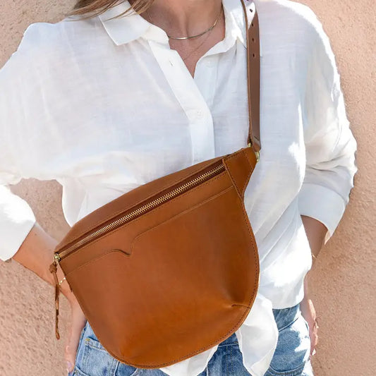 Leather Sling Bag (Large Tan)