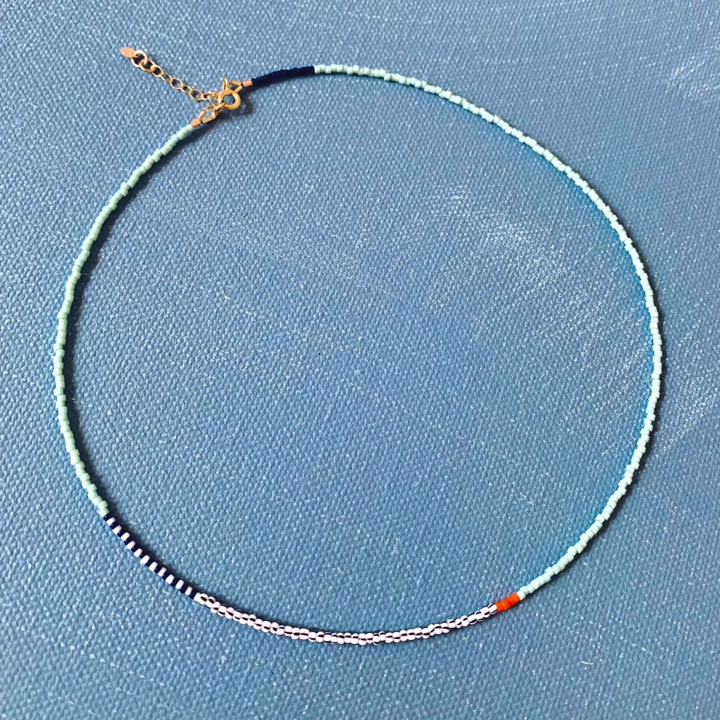 Thin Iceberg Blue Beaded Necklace