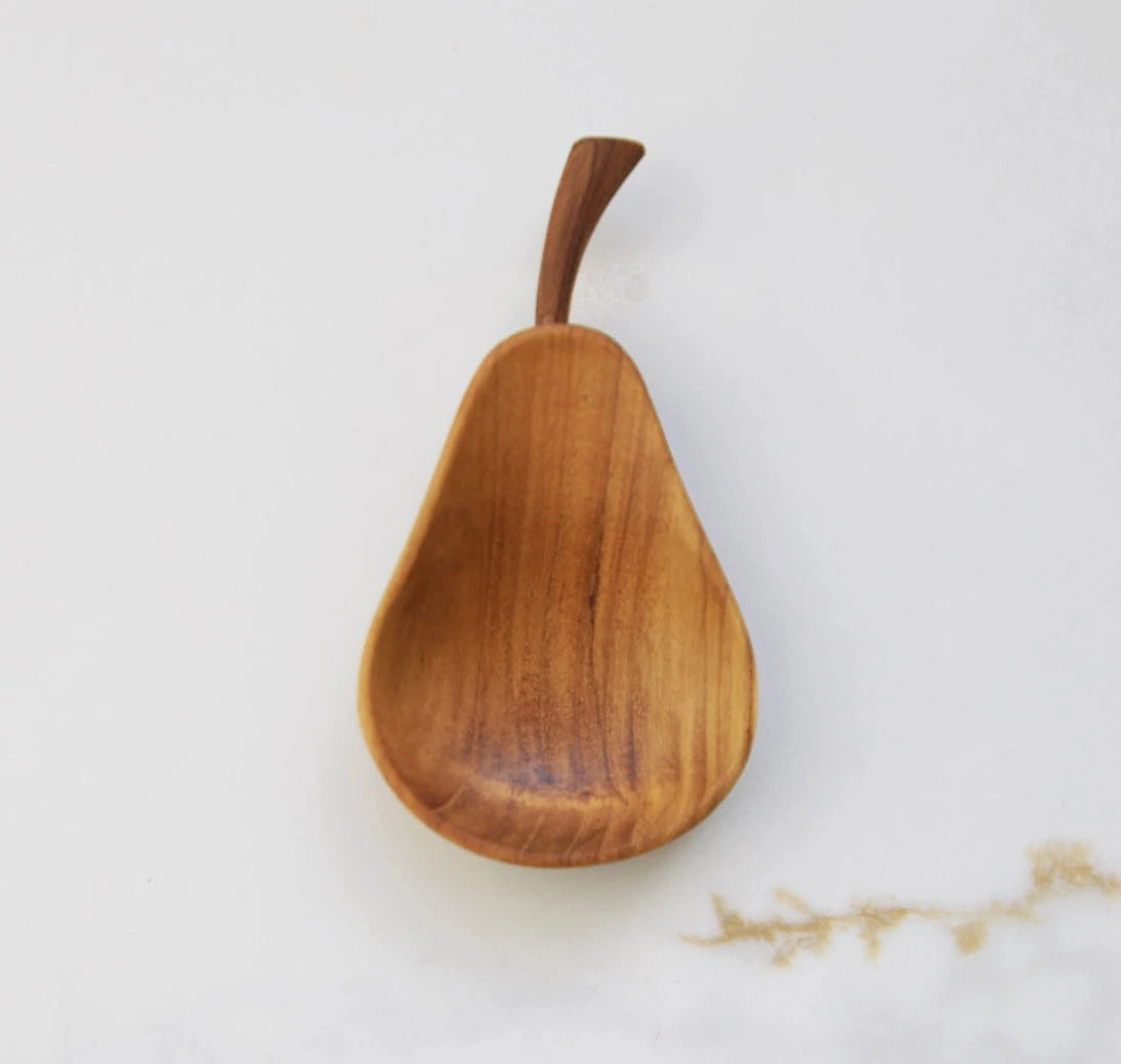 Small Teak Wooden Pear Dish