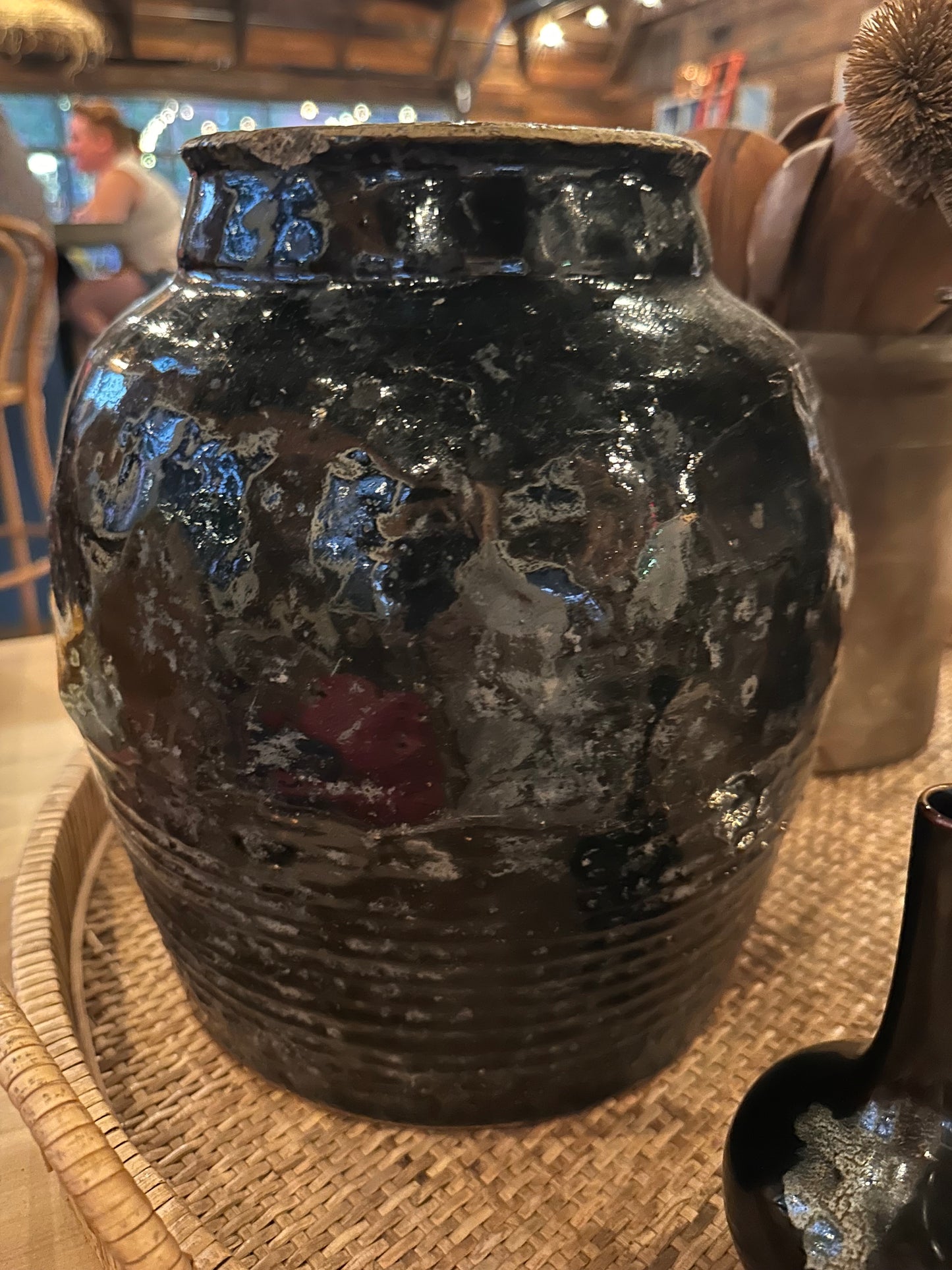 Black glazed pot