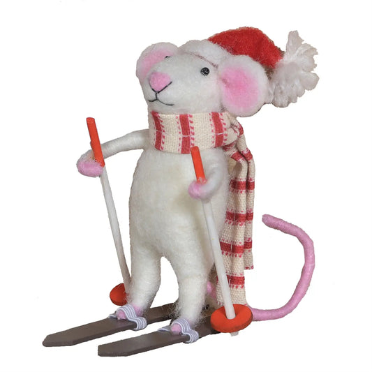 Felt Mouse with Skis Ornament