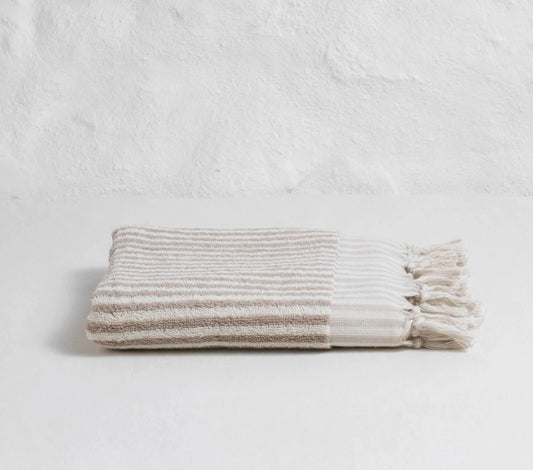 Turkish Hand Towel - Taupe Stripe