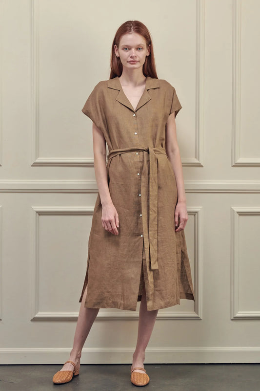 Button Down Shirt Dress - Mocha