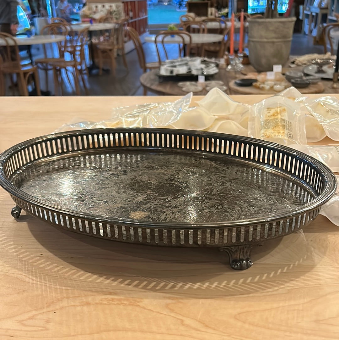 Oval Footed Silver Tray
